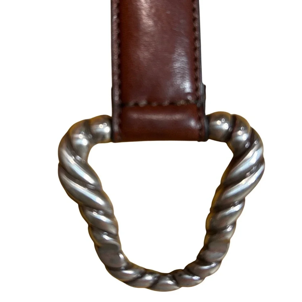 Barse Rochester Brown Italian Leather Silver Coquette Rope Belt Size Large (33